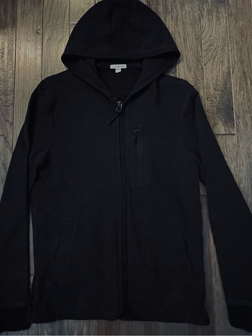 James Perse Black Hooded Zip-Up Sweater